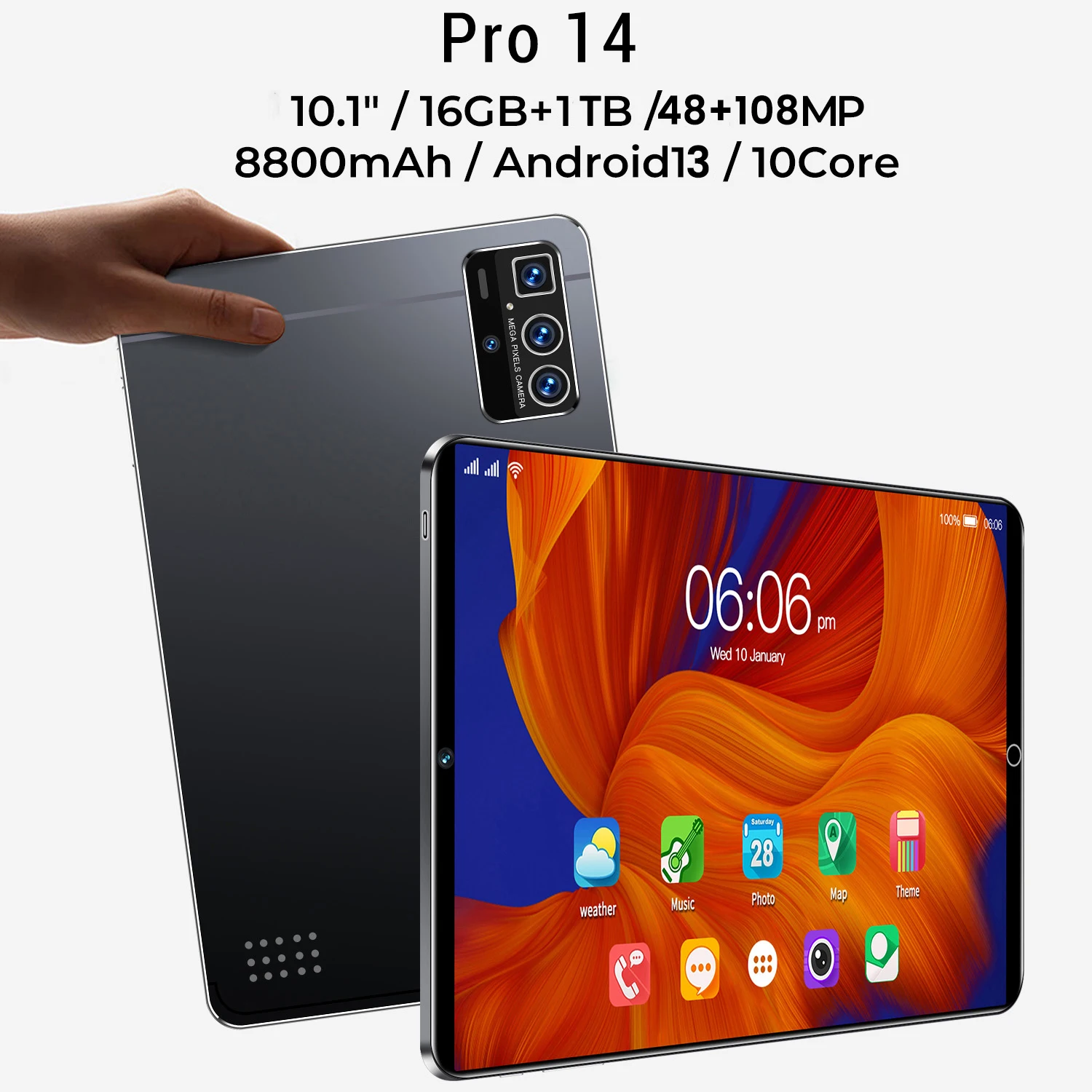 2024 New Pad 6 Pro 16GB+1TB Tablet Android 14 5G Dual SIM WIFI 10 Core 8000mah Tablets PC Global Version GPS Original Tablette