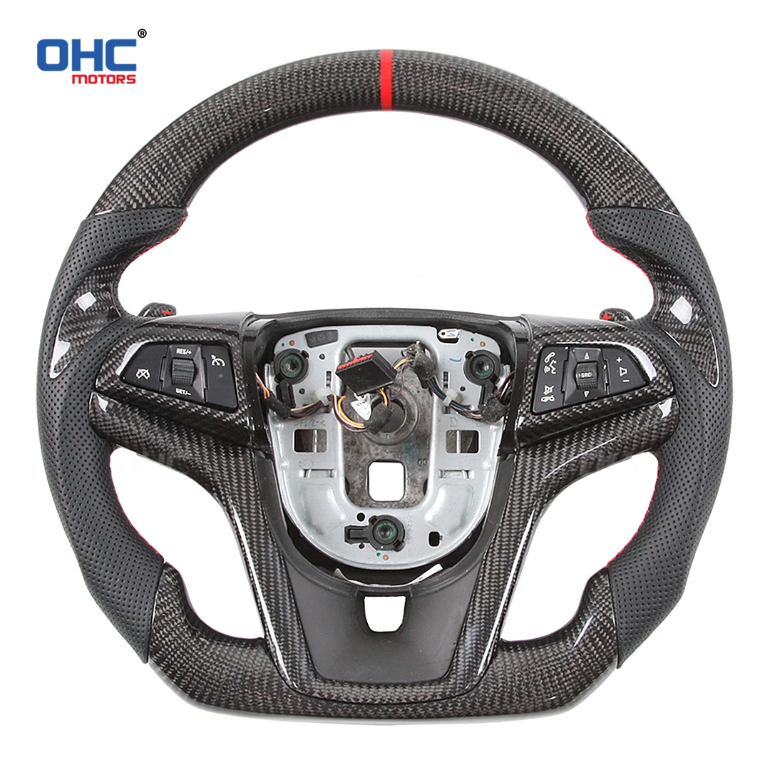 

OHC 100% Pure Carbon Fiber Customized Steering Wheel For Chevrolet Camaro 2010-2015 carbon fiber leather half punch