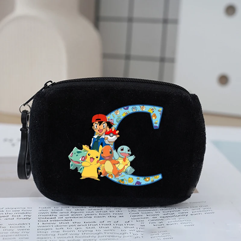 Anime Pikachu Letter A-Z Kids Coin Purse Pokemons Cartoon Mini Coin Bags Girl Boy Portable Zipper Small Wallet Pocket Key Pouch - view 4