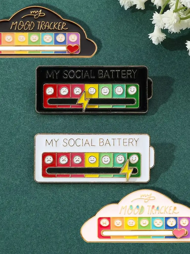 Interaktive Stimmungs-Tracker-Emaille-Pins: Lustige Slider-Broschen für emotionale Stimmung, Reversnadeln für Introverten und psychische Gesundheit