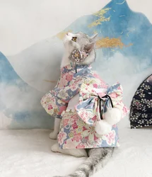 Japanese Style Pet Dog Kimono National Costume Small to Medium Dogs Cat Clothes Formal Wear for Small And Medium Dogs