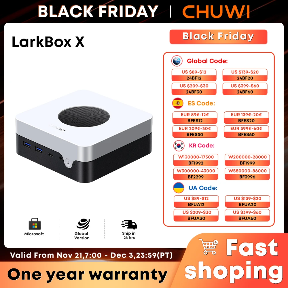 CHUWI LarkBox X N100 미니 PC 인텔 게임 PC UHD 그래픽, 12 세대 인텔 프로세서, 12GB RAM, 512GB SSD, WiFi 6 데스크탑 컴퓨터용