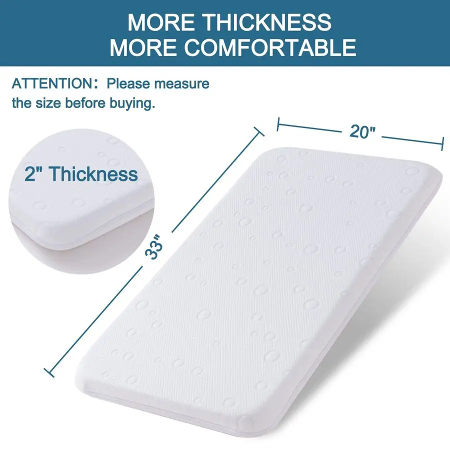 وسادة مرتبة سرير، مرتبة إسفنجية ميموري فوم مزدوجة الجوانب مقاس 33 × 20 × 2 مع غطاء ناعم قابل للتنفس وقابل للإزالة مناسب لـ Mika Micky K