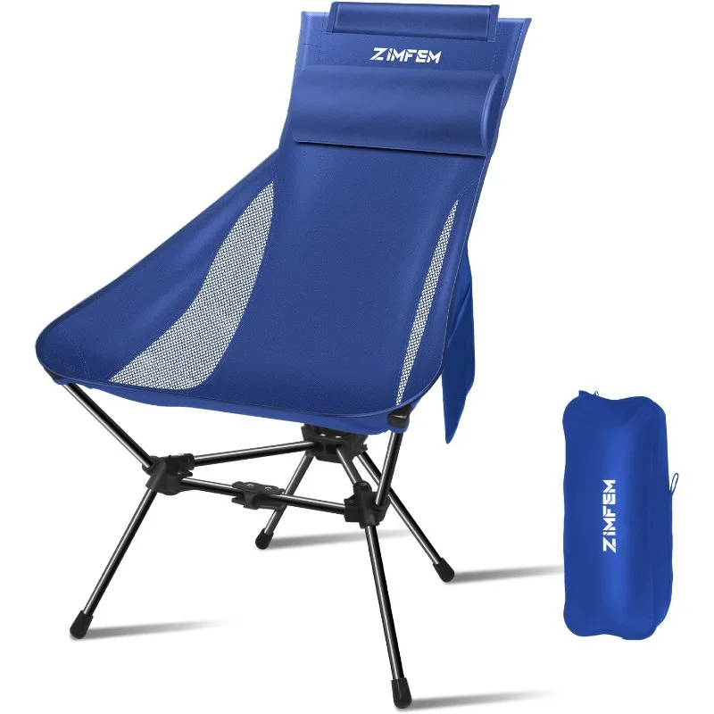 

Camping Chairs,Portable Camping Chair with Headrest and Storage Bag,Lightweight Foldable Chair for Outside Camping,Hiking,Travel