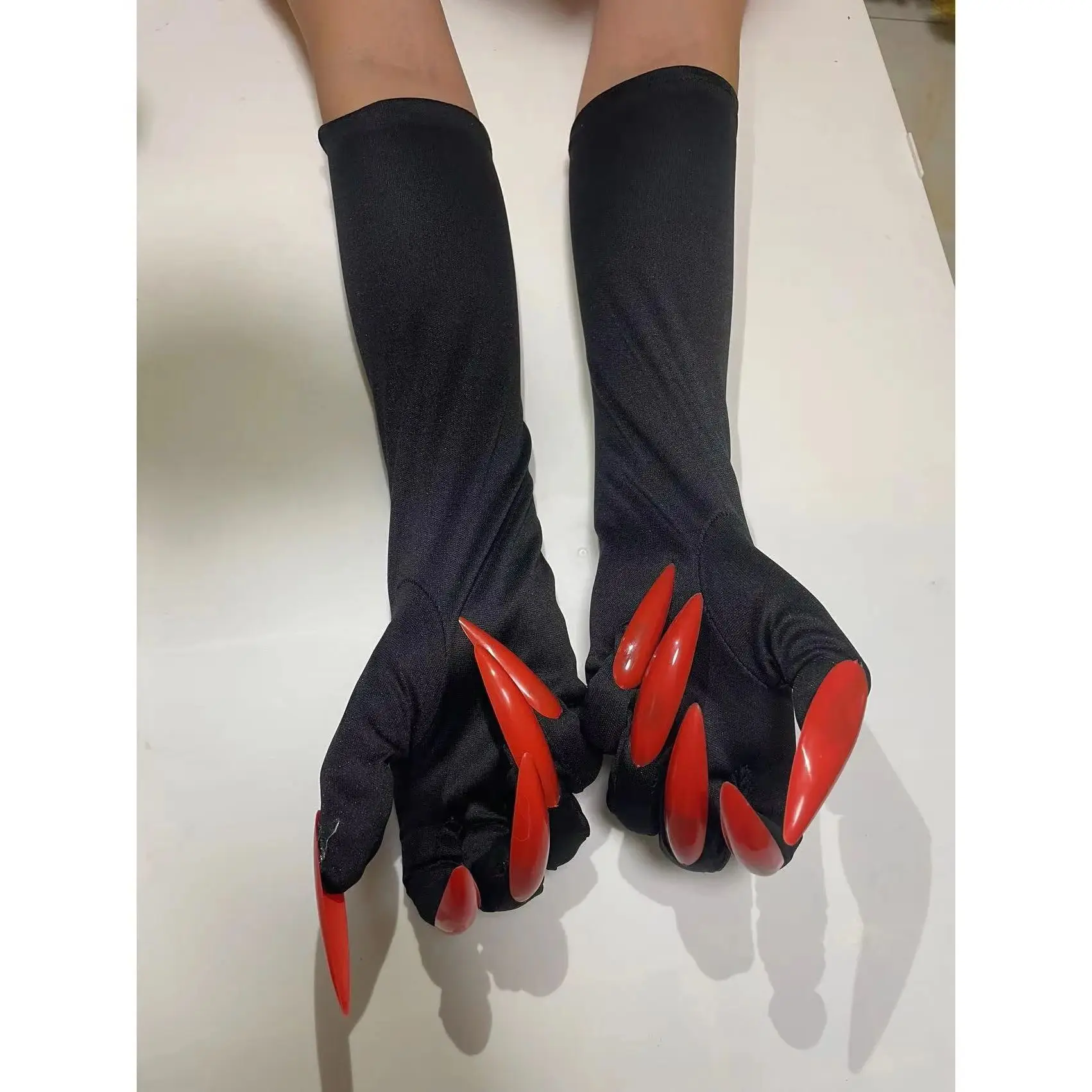 Halloween Gloves Long Nail Vampire Gloves Witch Gloves Role Playing Five Finger Split Finger Cosplay with Ghost Claw Long Gloves