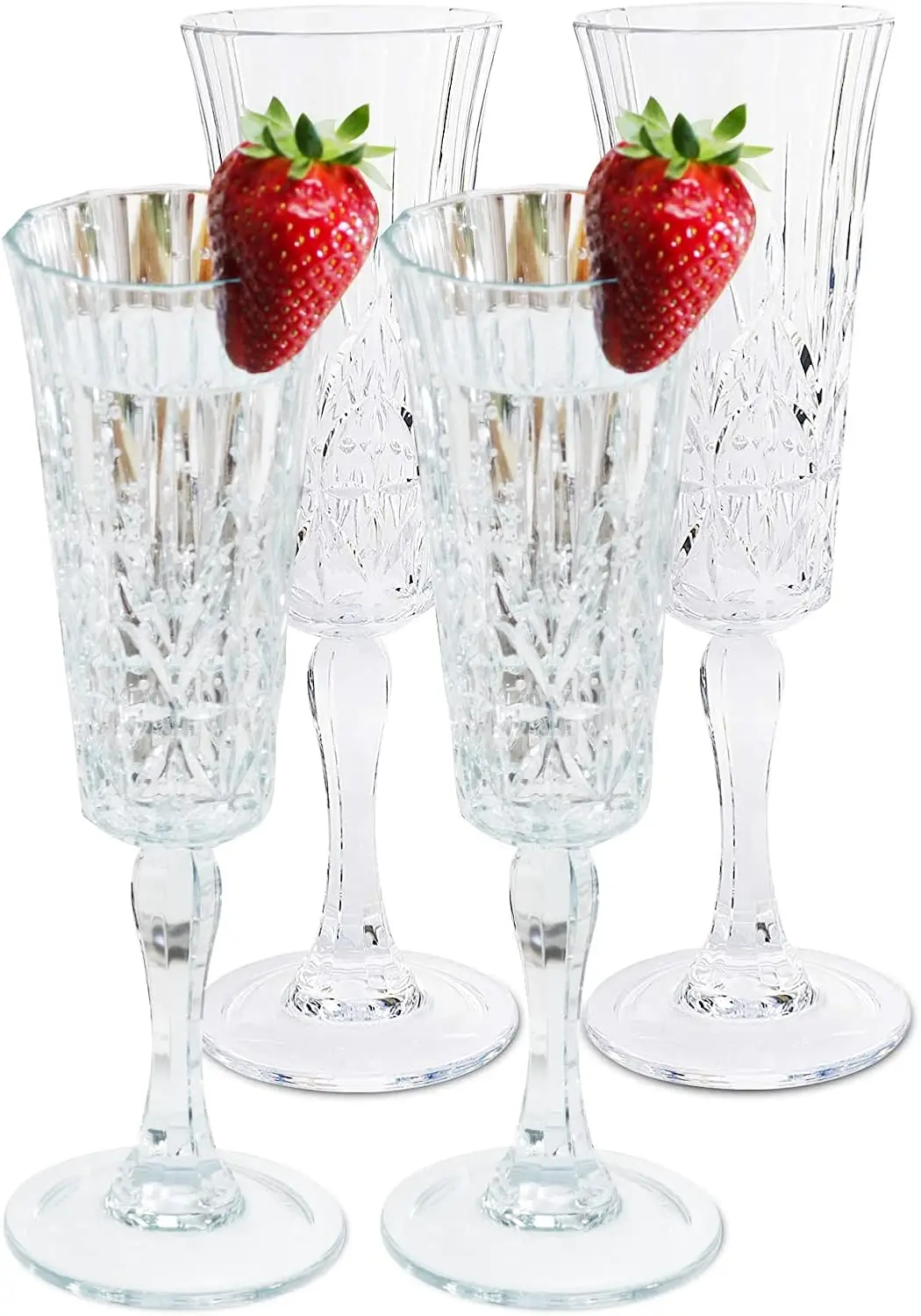

Shatterproof Tritan Champagne Flutes, 6oz, Set of 4, BPA Free, Dishwasher Safe, Clear Plastic Glasses for Indoor & Outdoor Use
