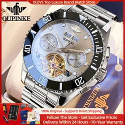 OUPINKE Tourbillon Design Automatic Watch for Men Sapphire Mirror Waterproof Date Solid Strap TOP Luxury Brand Man Hand Clock