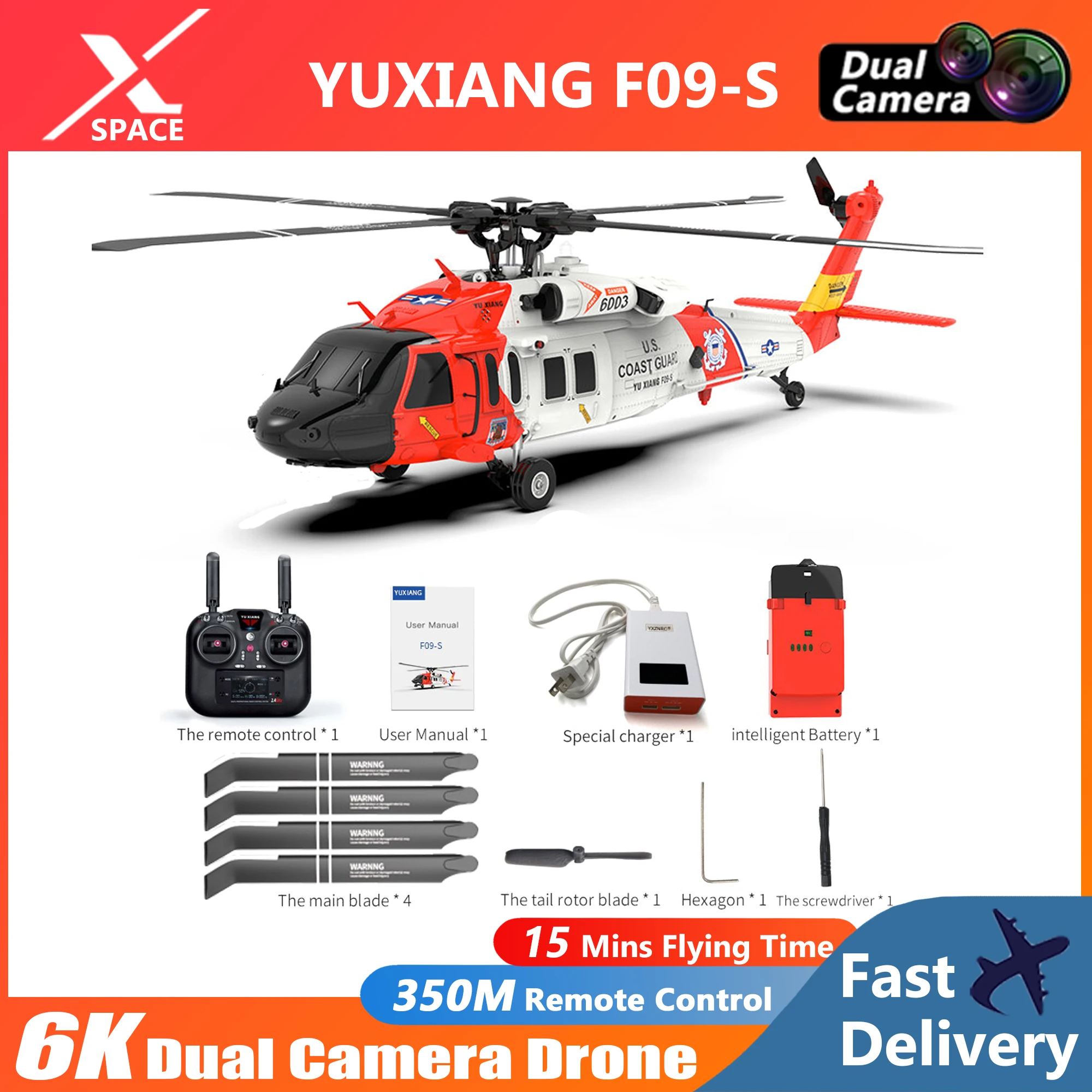 

YUXIANG RC Helicopter F09-S 2.4G 6-Axis Gyro GPS Optical Flow Positioning 5.8G FPV Camera Dual Brushless Motor 1:47 Model Toys