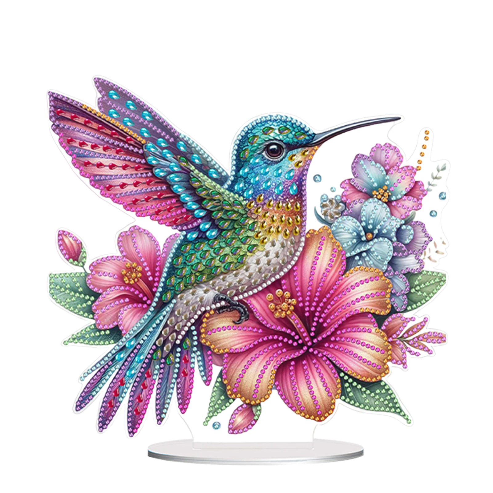 Special Shape Hummingbird Diamond Painting Desktop Ornaments Kit Flower Diamond Painting Desktop Decorations for Adults Beginner