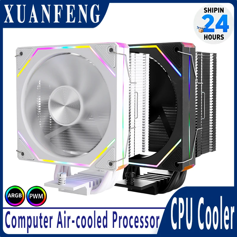 

XUANFENG x79 x99 AM4 AM5 Процессор 4 тепловых трубок, кулер, процессор RGB, 120 мм, вентилятор, совместимый с i5 i7 i9 E5 LGA2066 2011 115x 1200 1700 18xx