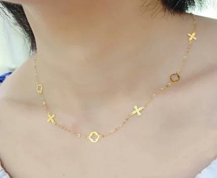 au750 jewelry real gold 18k chain necklaces for women fine gold necklace 40-45cm adjustable