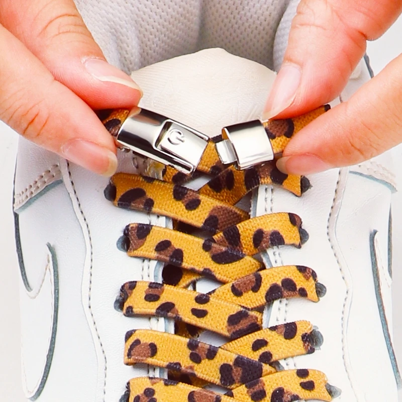 Animal Pattern Elastic Laces Sneakers Shoe Accessories Tiger/Snake/Leopard No Tie Shoe laces Press Lock Shoelaces Without ties