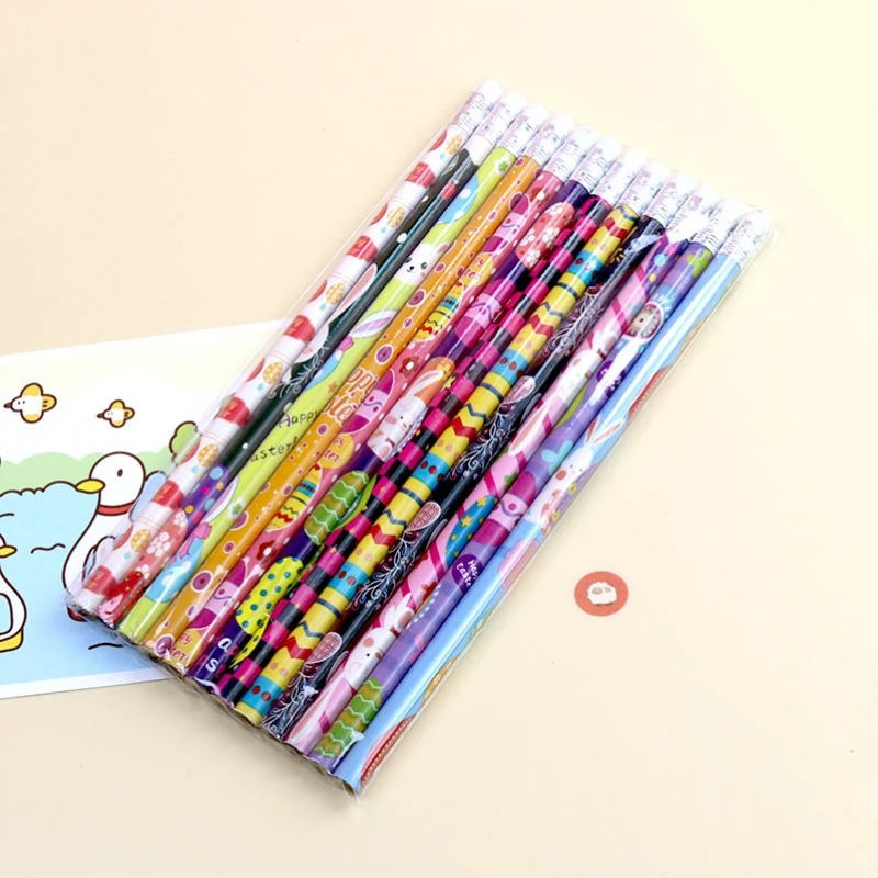 36-Piece Set of Pencils with Random Styles, Including Erasers and Hb Pencils. Essential Learning and Office Stationery, Practical Pencils, Perfect as a Gift for the Back-To-School Season