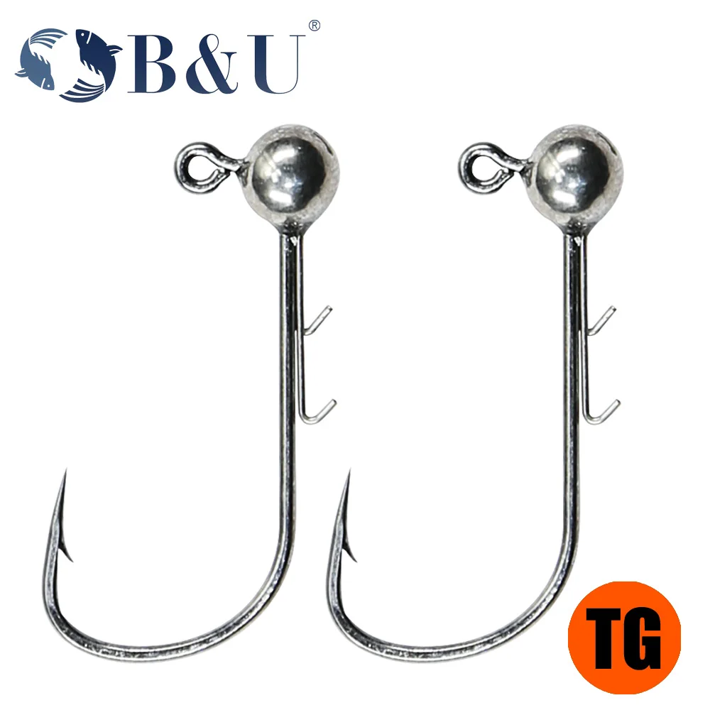 B&U Tungsten Jig Kafa 1.8g 3.5g 5.3g Ajing Finesse Mikro Kanca Mustad Cazibesi Balıkçılık Solucan Kanca Yumuşak Cazibesi için
