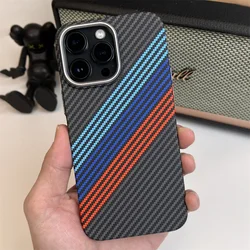 Luxury Magnetic Carbon Fiber Kevlar Pattern for Magsafe Case for iPhone16 15 14 Plus 13 12 11 Pro Max Camera Protection PC Cover