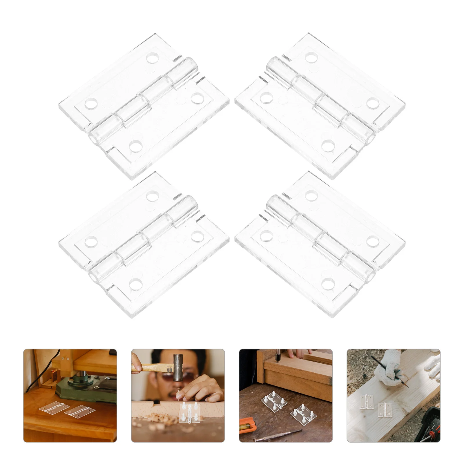 4 Pcs Cupboard Hinges Cabinet Acrylic Table Door 450X380X080CM Continuous Aquarium Lid Butt for Doors White Small