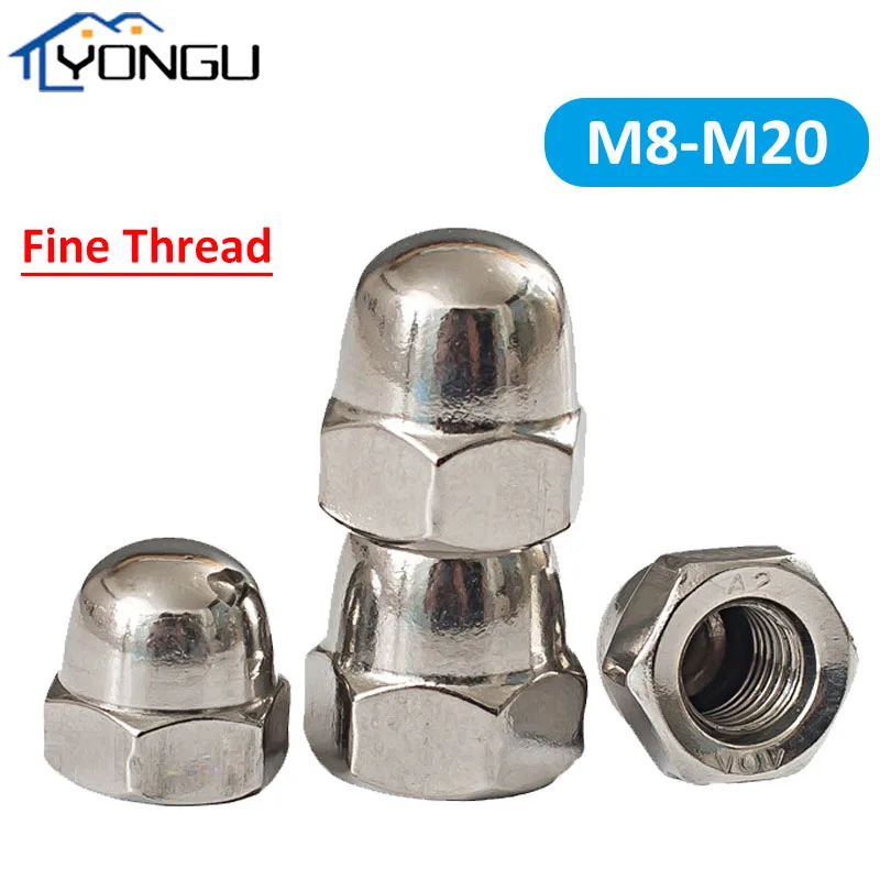 

Fine Pitch Thread Acorn Cap Nut M8 M10 M12 M14 M16 M20 304 Stainless Steel Fine Tooth Decorative Dome Cap Nuts