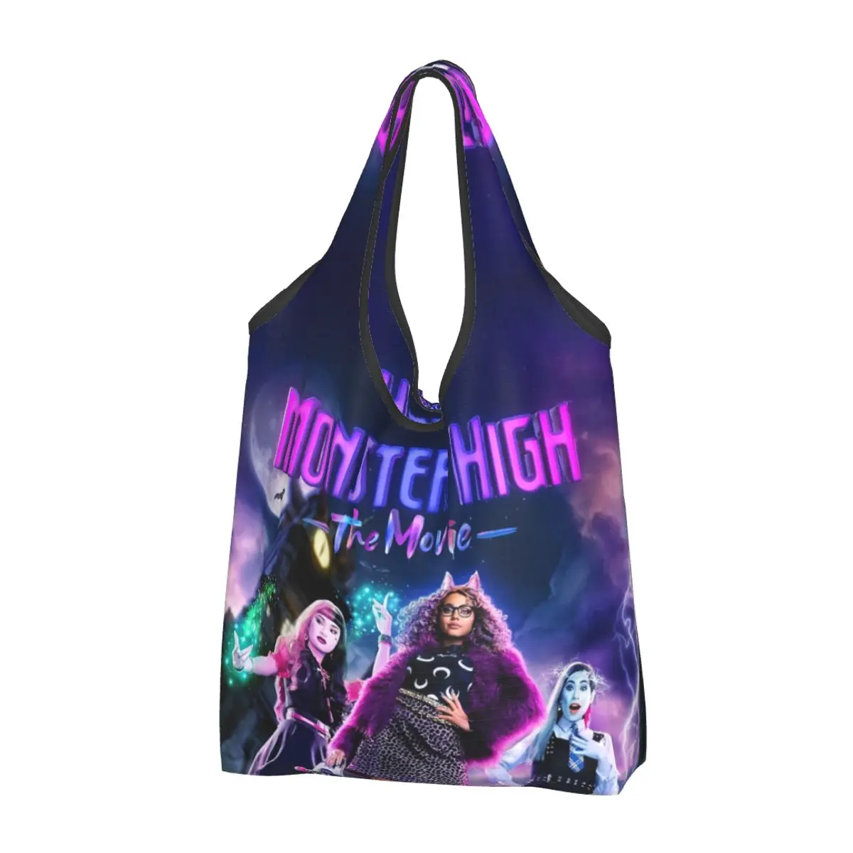 Custom Monster Highs America MusicFantasy The Movie Shopping Bags Women Portable Large Capacity Grocery Tote Shopper Bags