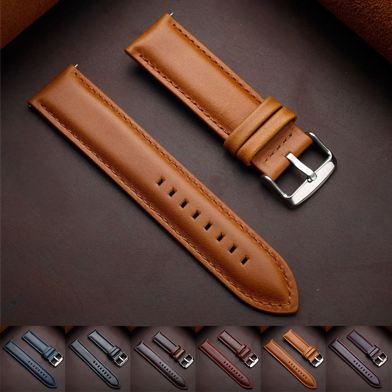 الرجعية جلد طبيعي جلد العجل حزام 18 مللي متر 20 مللي متر 22 مللي متر 24 مللي متر 26 مللي متر الإفراج السريع النساء الرجال حزام (استيك) ساعة العالمي Smartwatch معصمه