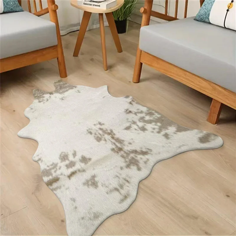 VIKAMA Teppich im nordischen Stil mit unregelmäßigem Kuhmuster, Sofa-Kissen für das Wohnzimmer, Teppich für den Nachttisch im Schlafzimmer, Heimdekoration