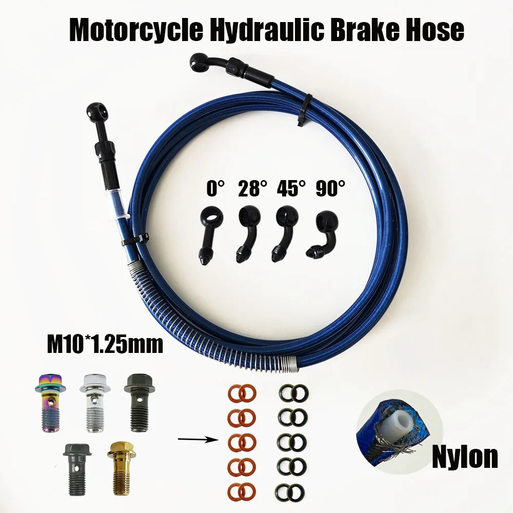 30~500cm Motorcycle Brake Hose Stainless Steel Braided Hydraulic Clutch Tube Oil DOT Fluid Pipe Line Removing Fittings Banjo M10