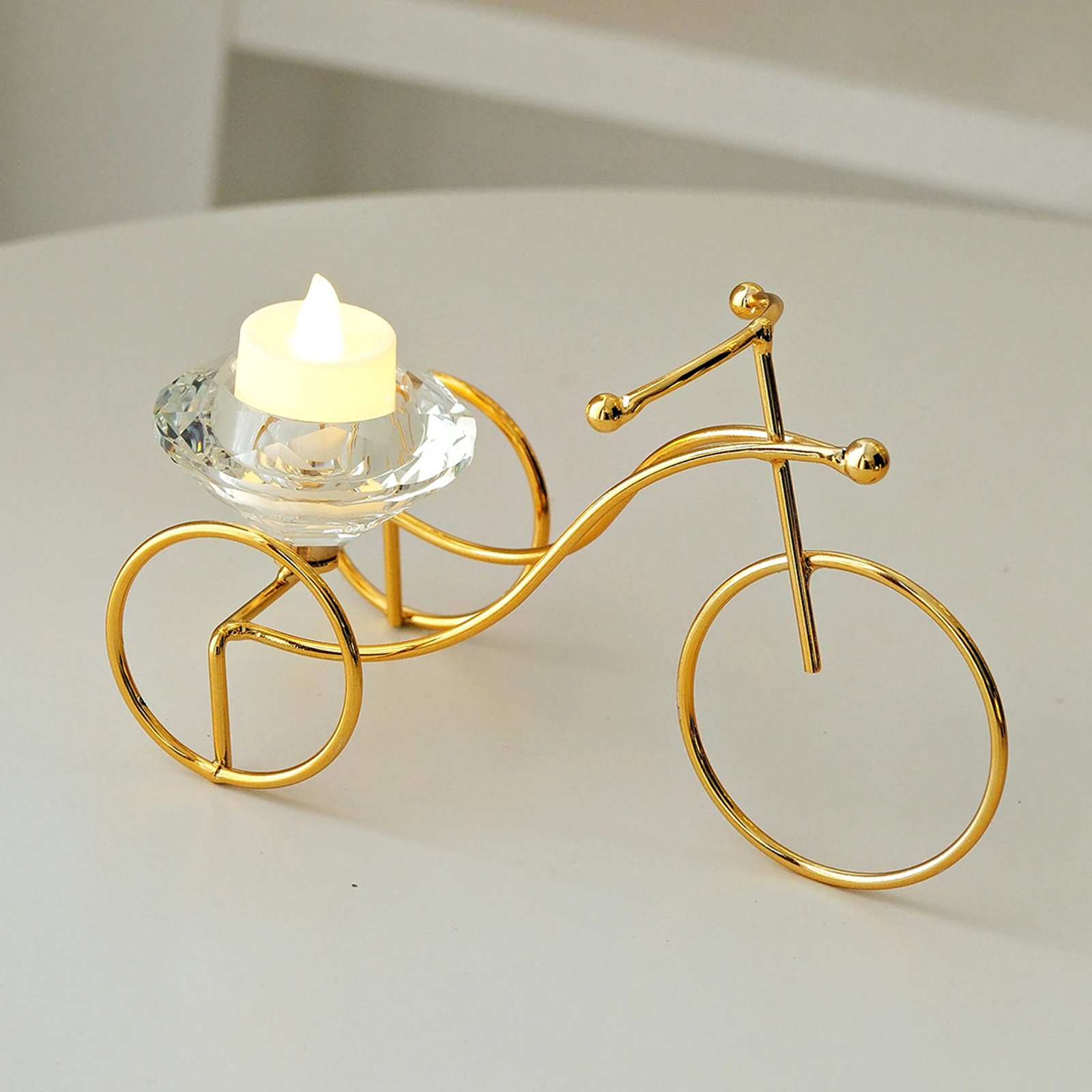 Metal Tricycle Candle Holder Crystal Candle Stand for Table Centerpieces Farmhouse Home Wedding Party