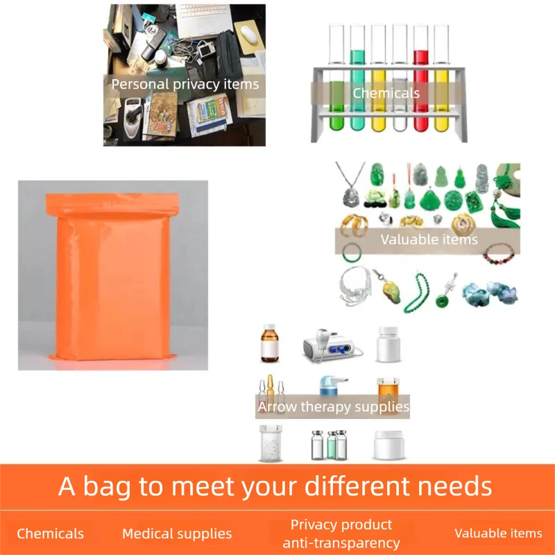 Orange Plastic Separate Storage Zipper Pouches, Thick Sealable Reusable Bags for Snacks Sundries Daily Small Goods Sort Pack