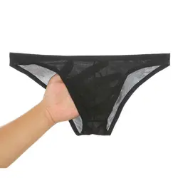 Ropa interior Sexy para hombre, calzoncillos transparentes ultrafinos de seda de hielo, bragas transpirables sin costuras, bolsa, Bikini, suspensorio