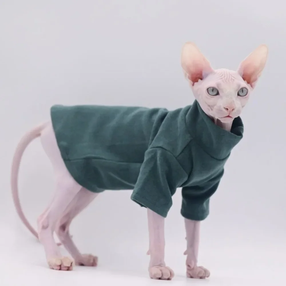 Devon Hairless Cat Sweater Cat Clothes Pet Baby Soft Cotton Winter Warm Cat Outfit for Cornish Solid Color Costume Pet Clothes