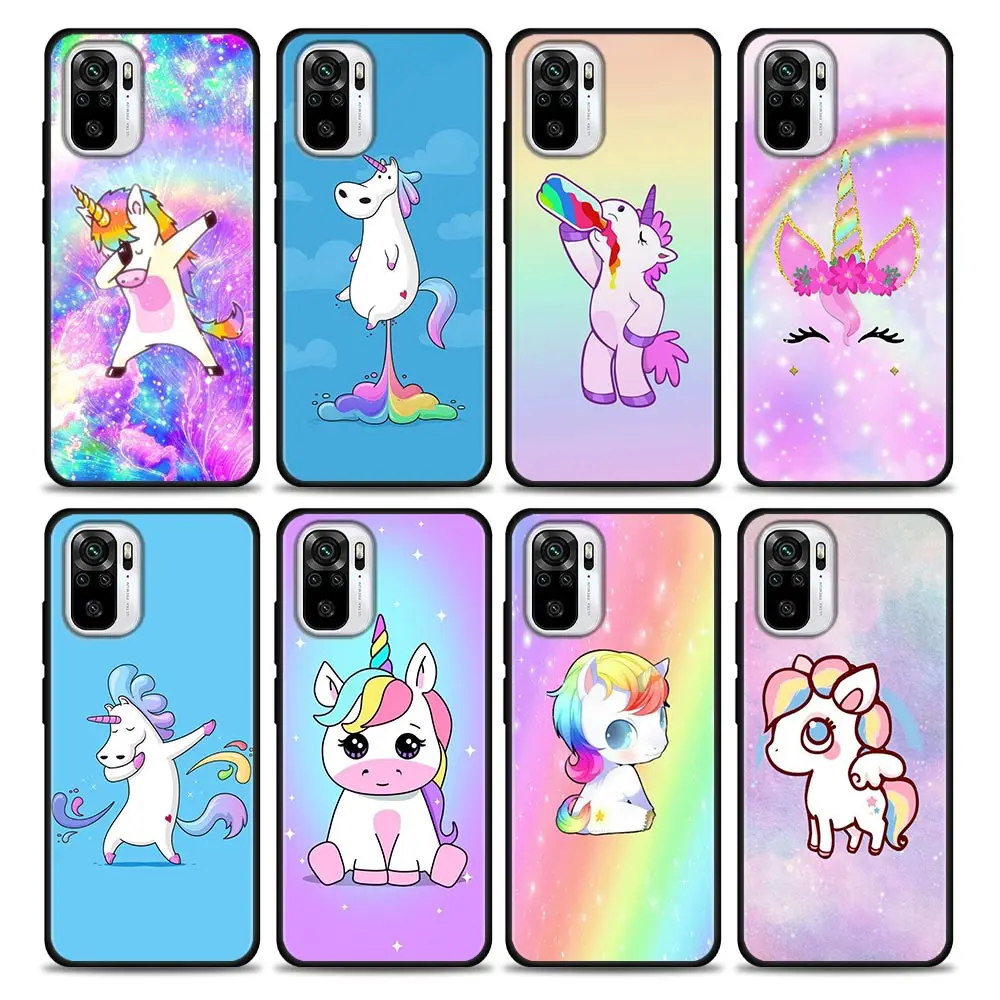 Funny Cartoon Unicorns Rainbows Silicone Case For Xiaomi Redmi Note 10 Pro 8 9 11 Pro Plus 7 8T 9T 10S 11S 11T 5G Soft Cover