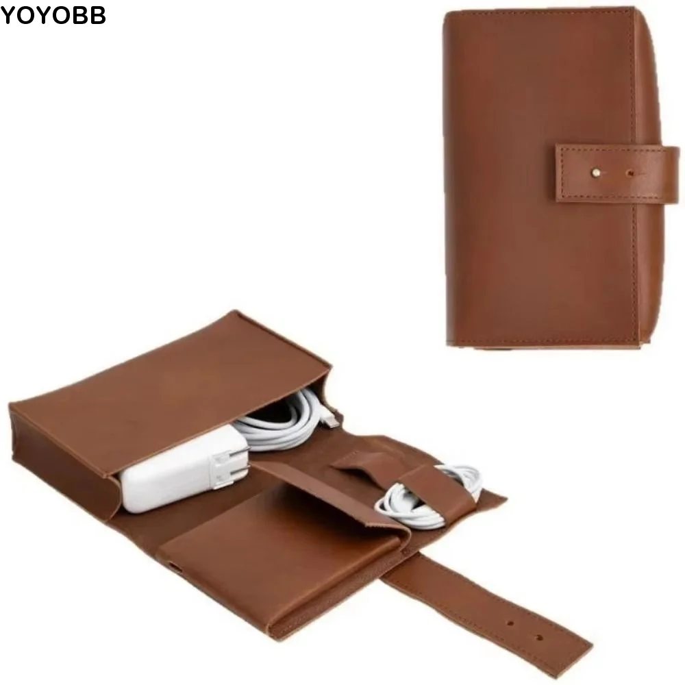 

PU Leather Digital Product Storage Bag Large Capacity Multi-layer Data Cable Storage Bag Durable Portable Cable Organizer Pouch