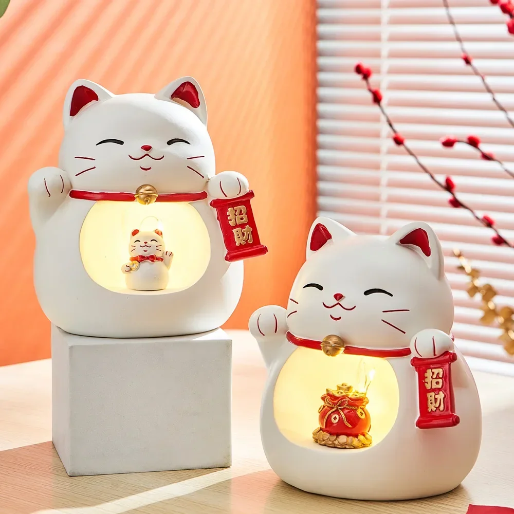 

japanese room decor ceramic ornament Kawaii Accessories maneki neko lucky cat cute fortune cat sculpture Home Decoration Gift