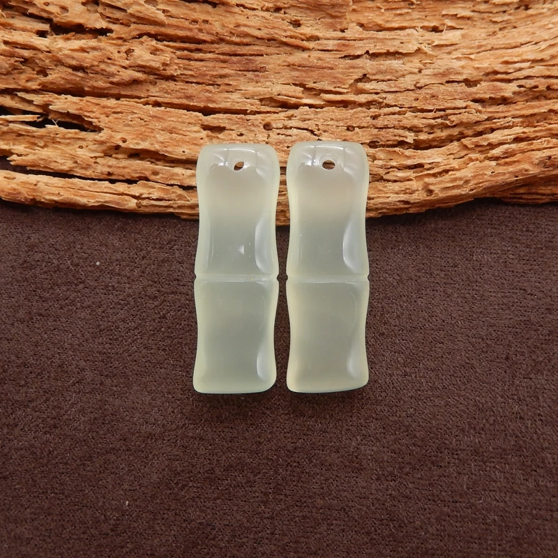 

Серьги в восточном стиле из натурального нефрита и бамбука, бусины, элегантные модные ювелирные аксессуары для подарка, 29x10x6 мм, 5,4 г