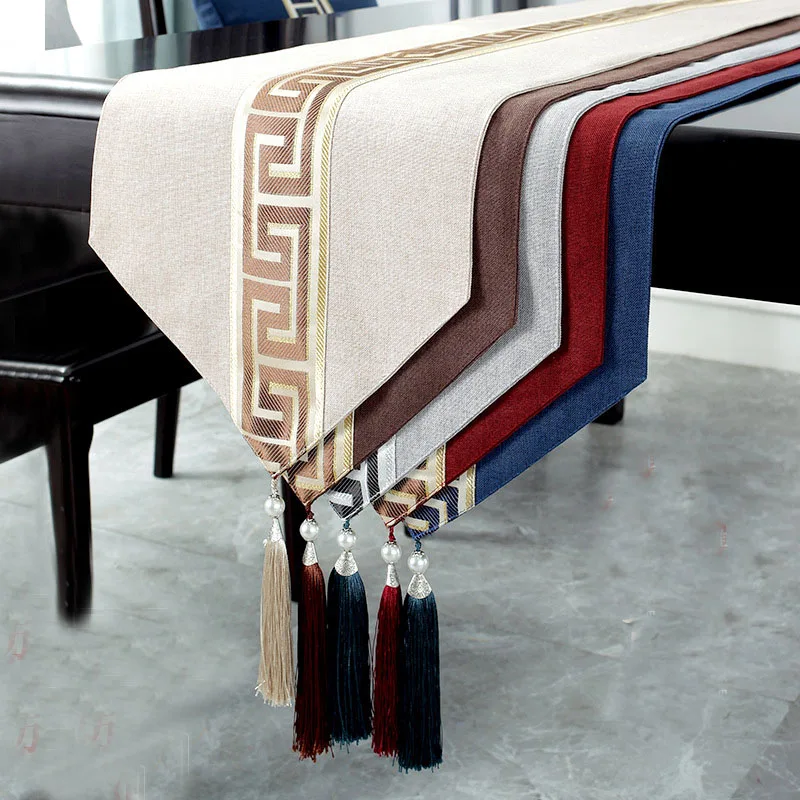 Table Runner,Chinese Style,Cotton Linen Table Runners Luxury Chinese Style Table Cloth Modern Wedding Party Home Decoration