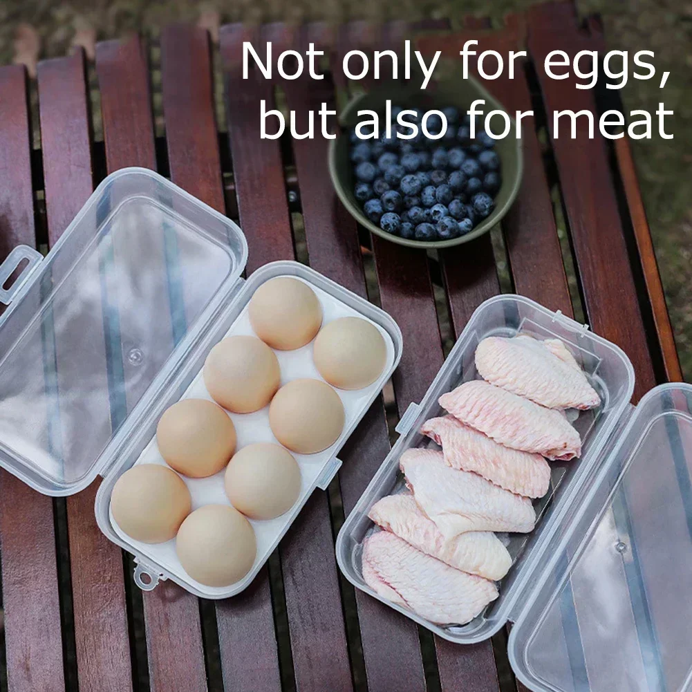 Kitchen Storage Box Egg Organizer Fridge 3/4/8 Compartment Egg Carton Plastic Container Outdoor Camping and Picnic Storage Box