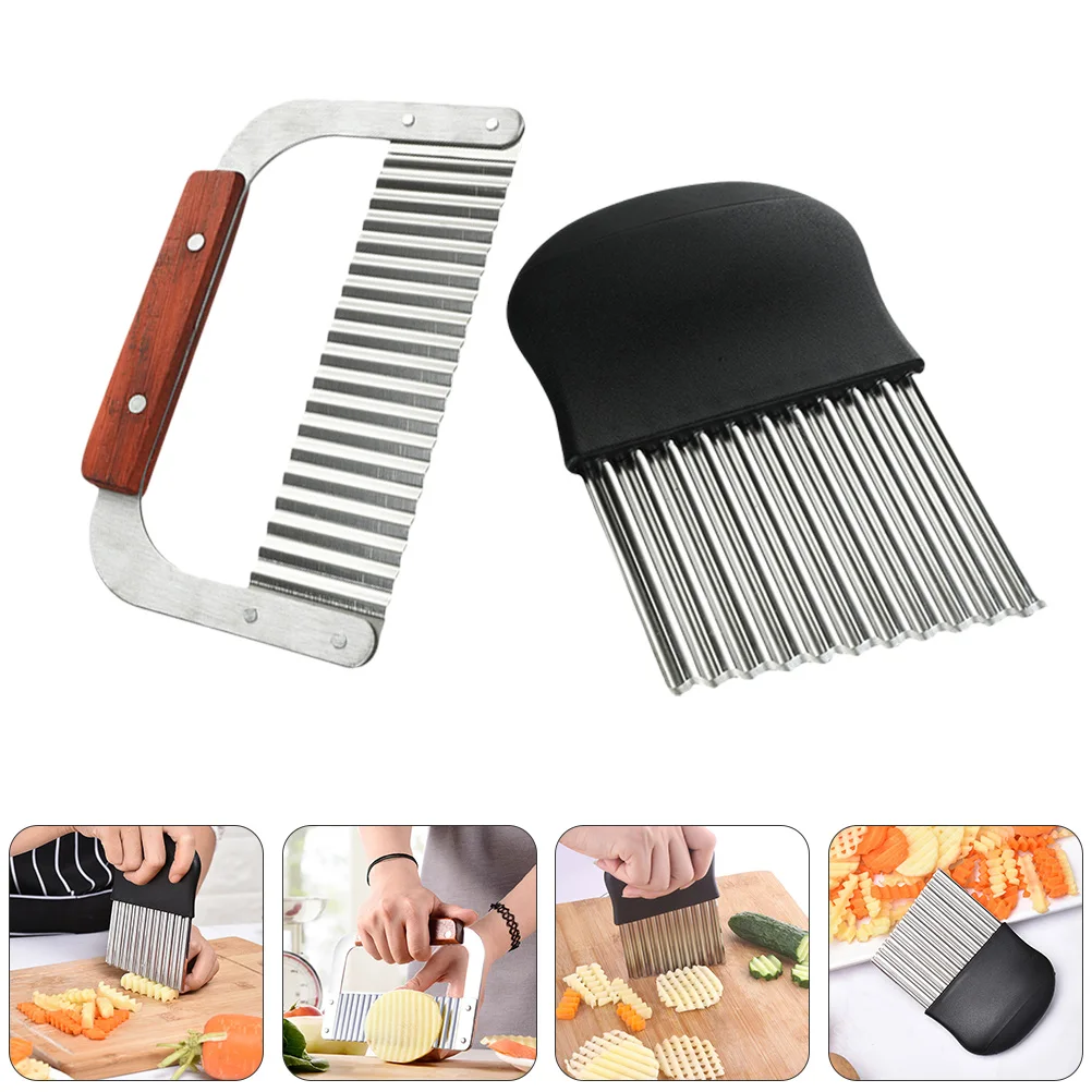 

2 Pcs Tool Potato Waffle Fry Stainless Steel Cutting Tools