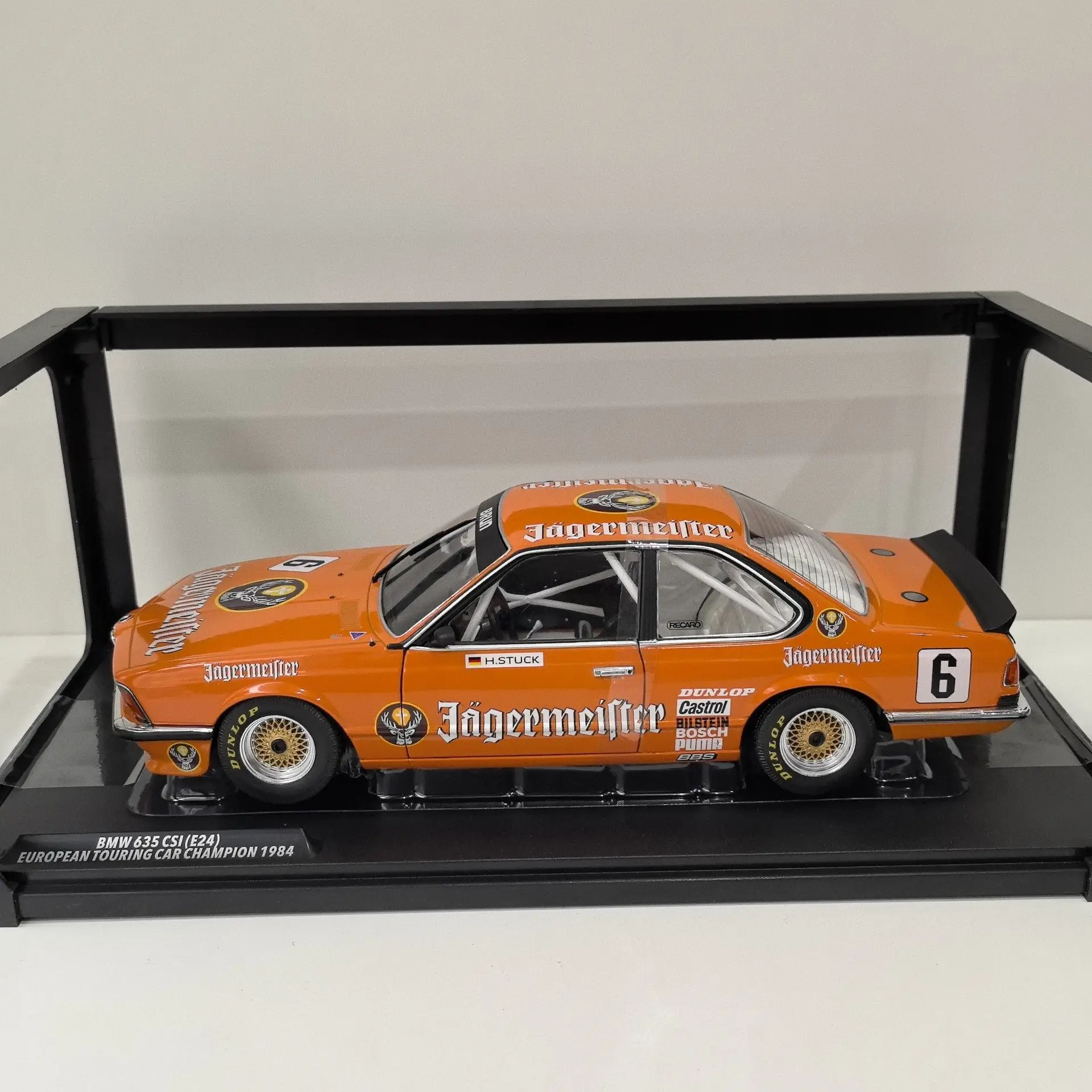 Diecast SOLIDO 1/18 Scale 635 CSI E24 #6 1984 Racing Car with Deer Head Painting Alloy Car Model