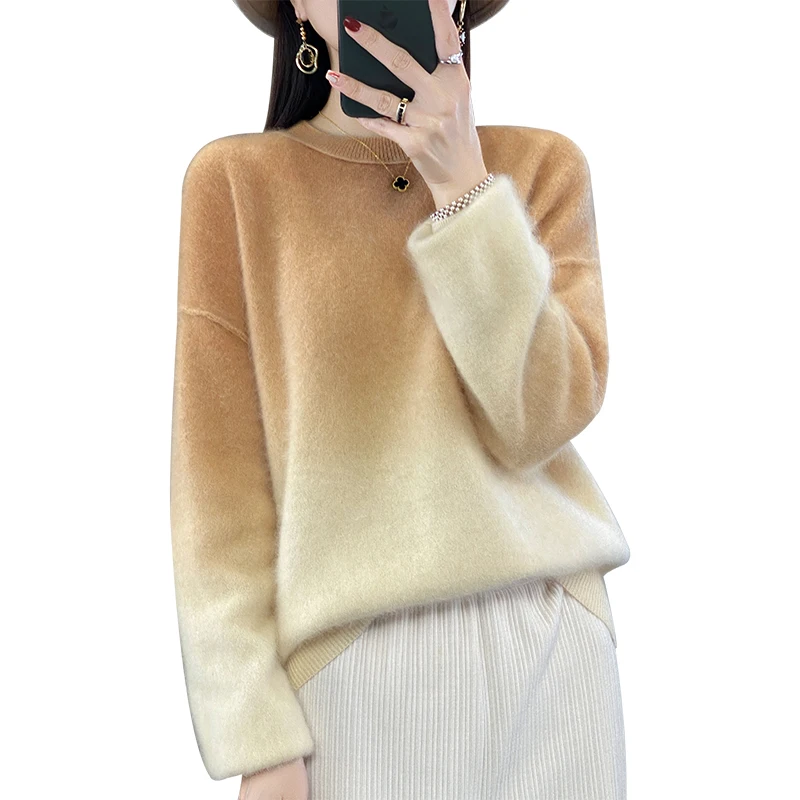 

O-Neck 100% Cashmere Pullover Sweater Autumn Winter Soft Women Long Sleeve Knitwear Elegant Fashion Clothing Tops