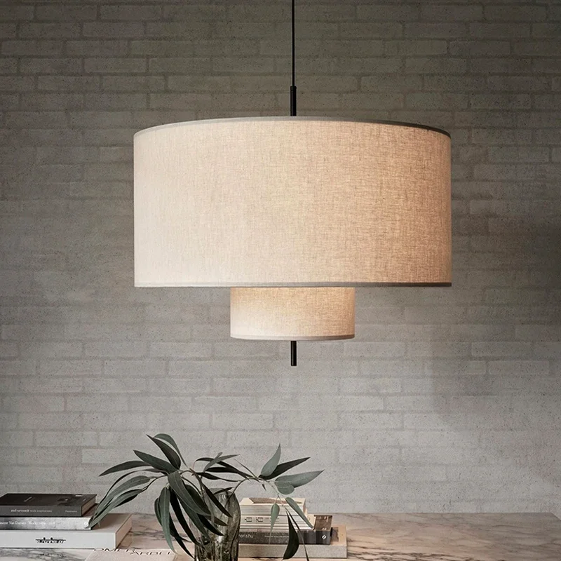 Nordic Minimalistische Wabi Sabi Stof Kroonluchter Woonkamer Eetkamer Bar Slaapkamer Led Hanglampen Restaurant Hanglamp Armatuur