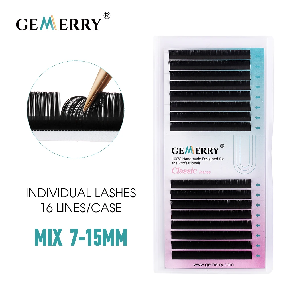 Gemerry Individual Eyelash Extension for Makeup Beauty Lash Silk Fiber False Eyelashes Thick Natural Professional False Lashes