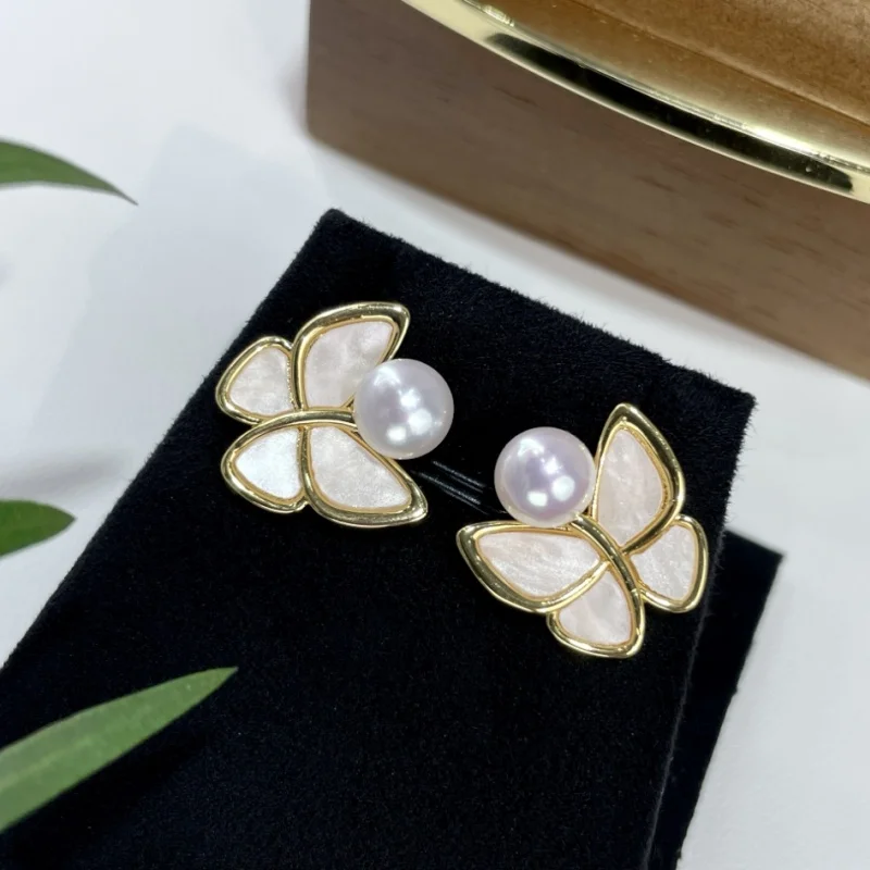 Natural South China Sea White Pearl Earrings AAAAA 7-8mm 925s Sterling Silver Beautiful Jewelry Accessory