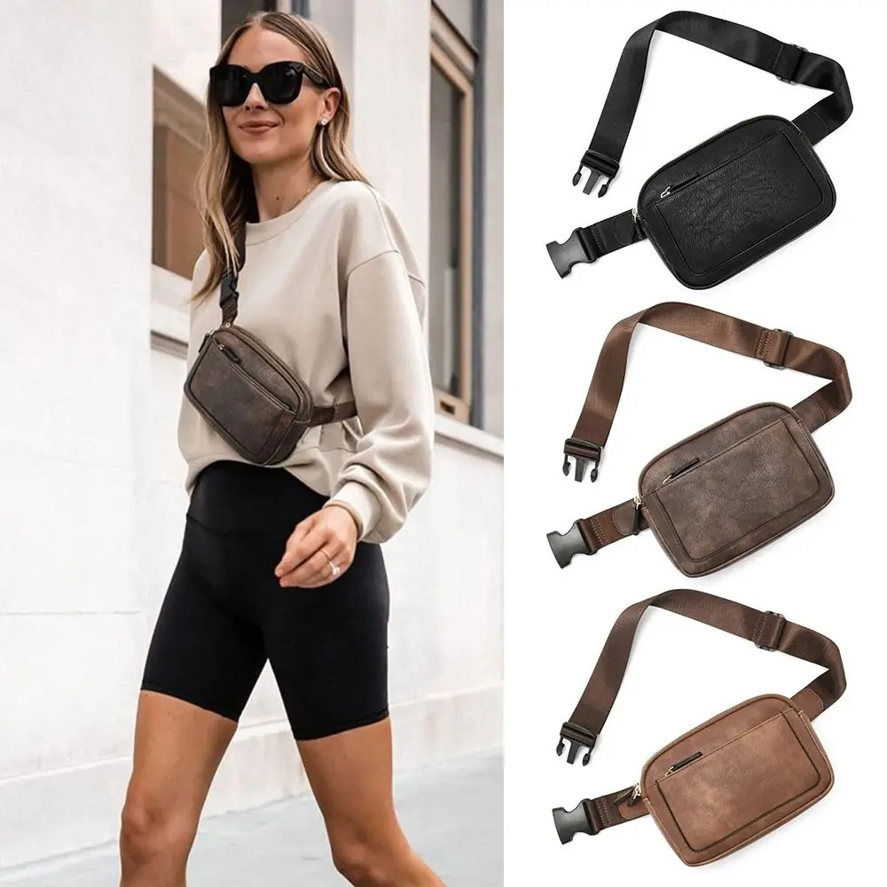 Fashion Mini PU Leather Fanny Packs with Hidden Pocket Adjustable Strap Ladies Belt Bag Crossbody Waist Bag Shoulder Purses