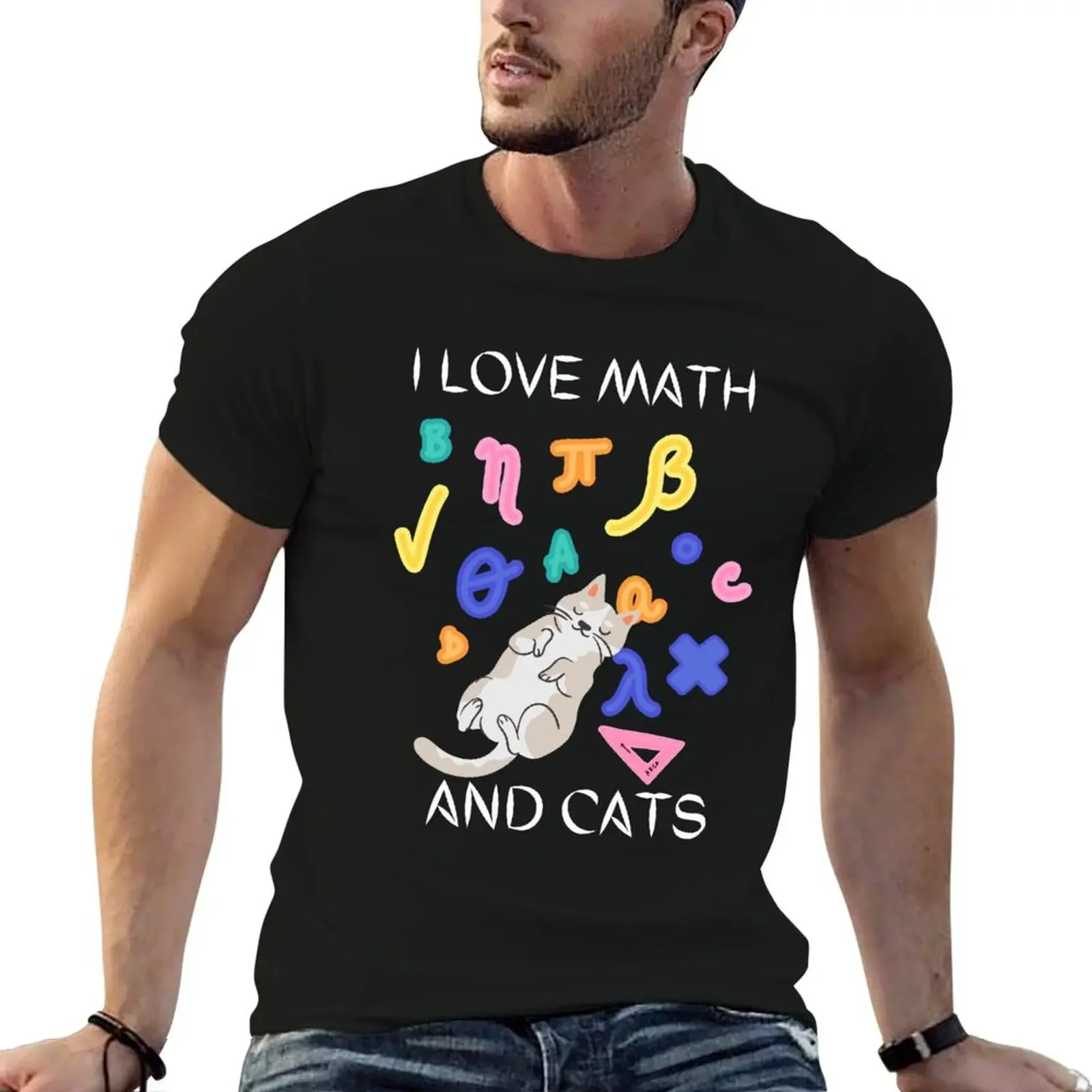 

I LOVE MATH AND CATS T-Shirt shirts graphic tee street wear boys animal print sublime cotton t shirt men