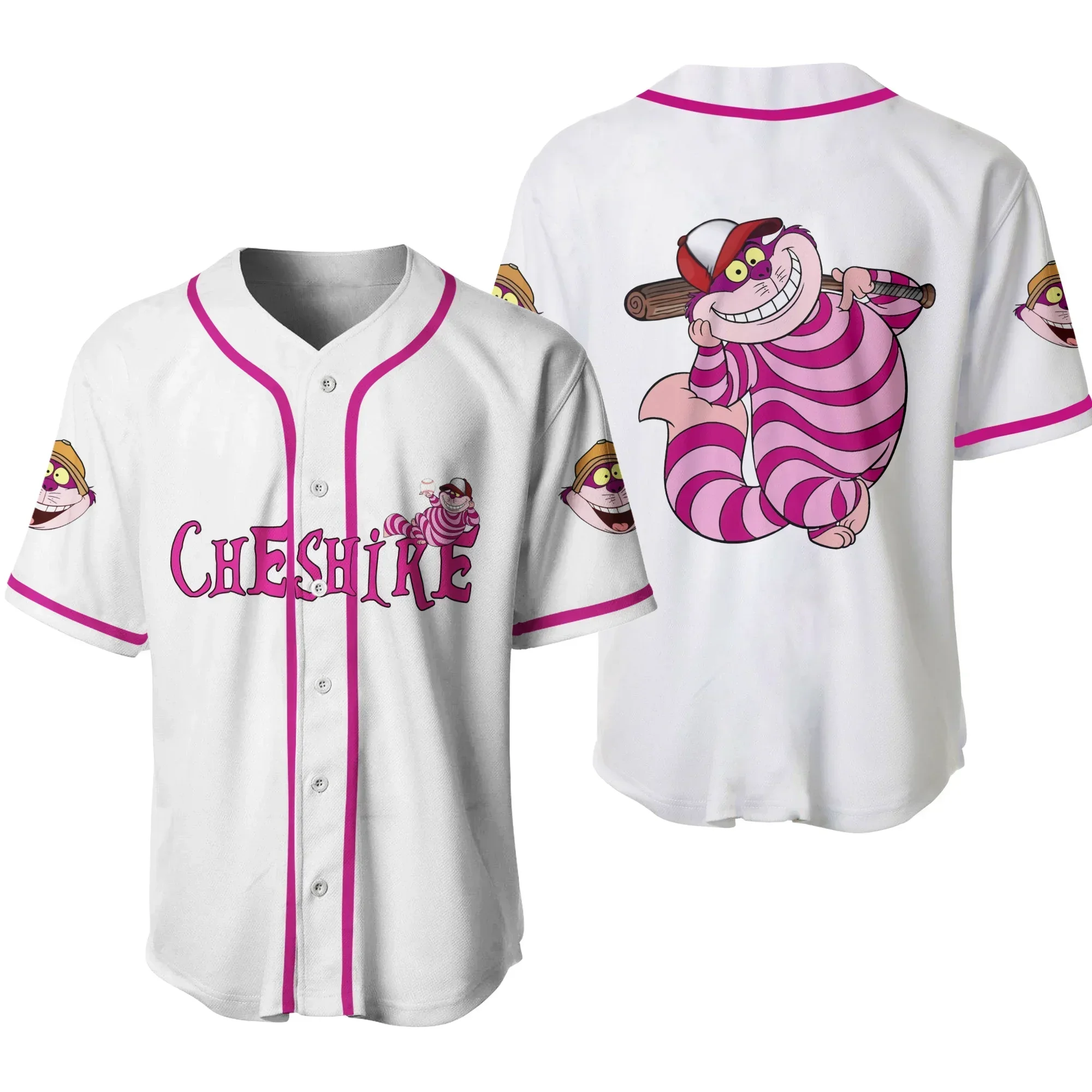 2024 New Chesire Cat Baseball Jersey Streetwear Fashion Summer Custom Name Men's And Women's Short Sleeved Baseball shirt