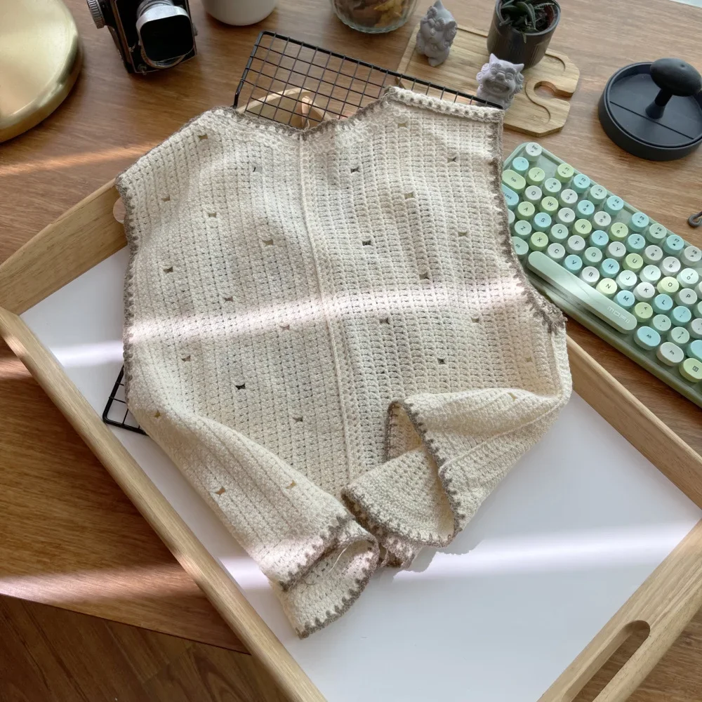 Vintage Floral Embroidery Cardigan Vest Women Summer Waistcoats Sleeveless Button Knitted Crochet Ins Floral Knit Cardigan Tops