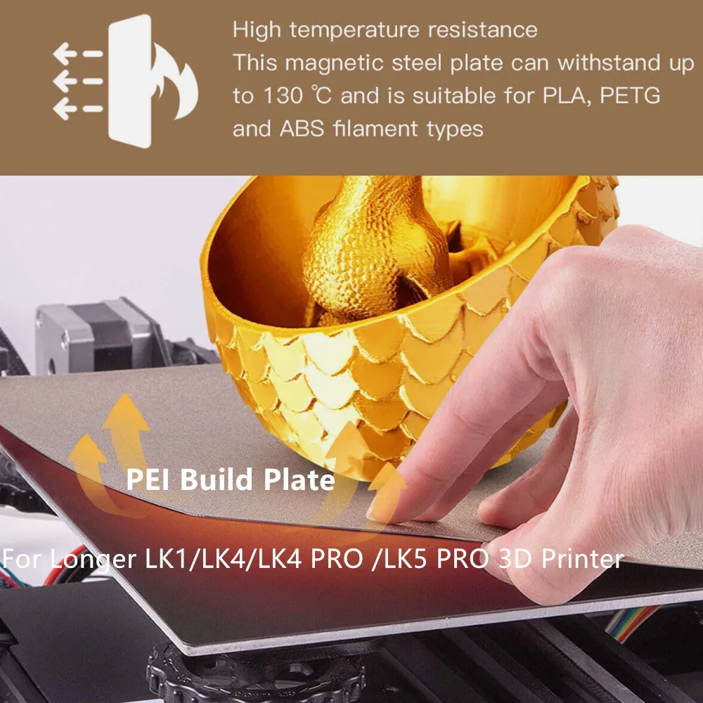 

Longer 3D Printer LK1/LK4/LK4 PRO /LK5 PRO PEI Spring Steel Sheet Double Side Texture PEI Flexible Removable Print Bed 235/310mm