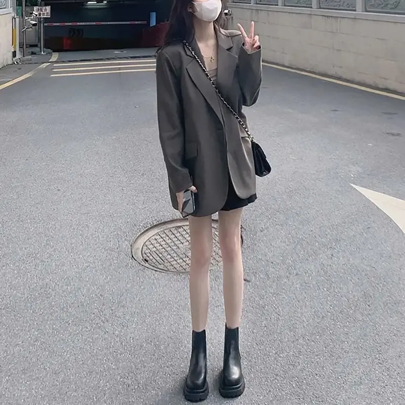 Long Blazers Woman Asymmetrical Design Lace-Up Capable Commuting Temperament Blue Outerwears Wear Burgundy Formal Minimalist