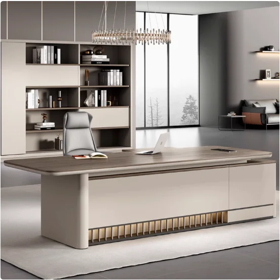 

Simple Fashion Wooden Boss Office Desk L Shape Modern President Table Furniture with Drawer