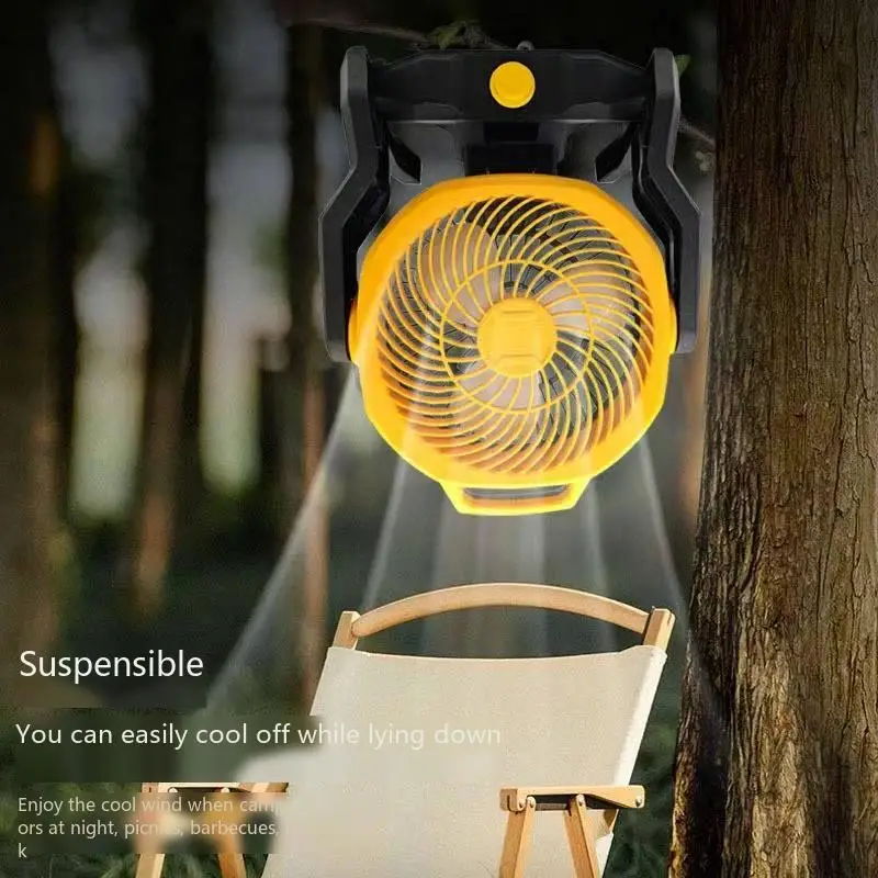 متوافق مع مروحة التخييم ببطارية ليثيوم Dewei مقاس 10 بوصات، ومروحة مزدوجة الأغراض بتيار متردد/تيار مستمر، طاقة عالية