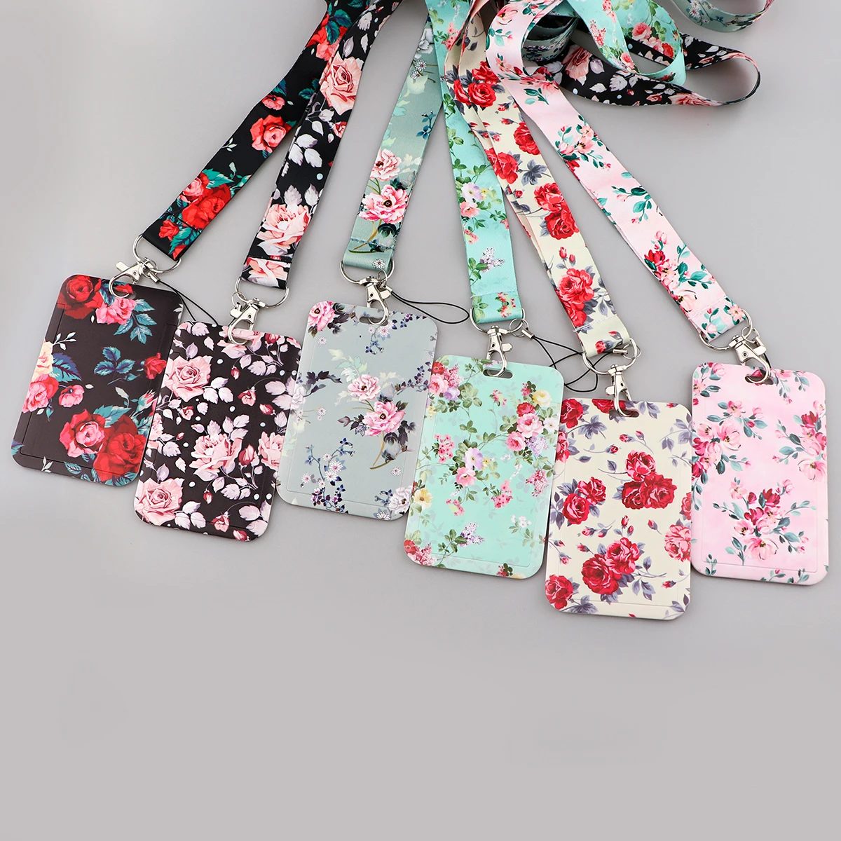 Vintage Flowers Neck Strap Straps Ribbons Phone Buttons ID Card Holder Lanyard Buttons DIY Hanging Rope Phone Charm Strap